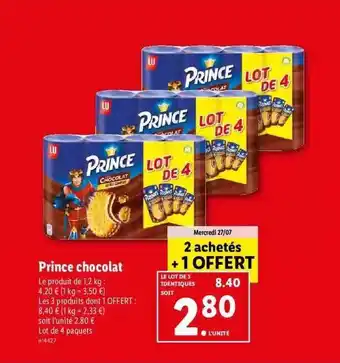 Lidl Prince chocolat offre