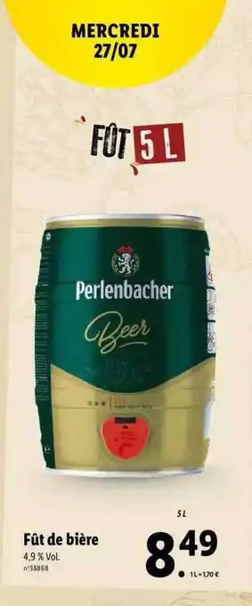 Lidl Fût de bière perlenbacher offre