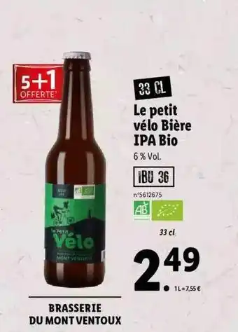 Lidl Brasserie du mont ventoux le petit vélo bière ipa bio offre