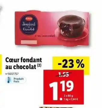Lidl Coeur fondant au chocolat offre