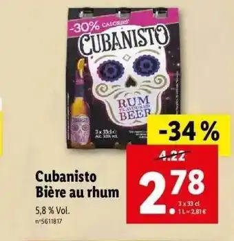 Lidl Cubanisto bière au rhum offre