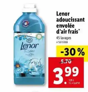 Lidl Lenor adoucissant envolée d'air frais offre