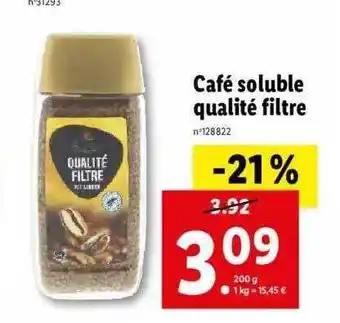 Lidl Café soluble qualité filtre offre