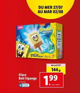 Lidl Glace bob l'éponge offre