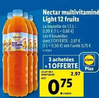 Lidl Nectar multivitaminé light 12 fruits offre