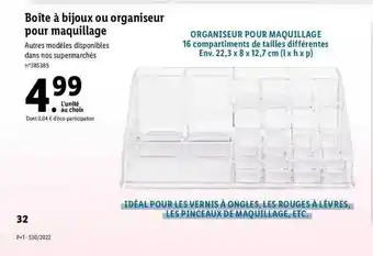 Lidl Boîte à bijoux ou organiseur pour maquillage offre