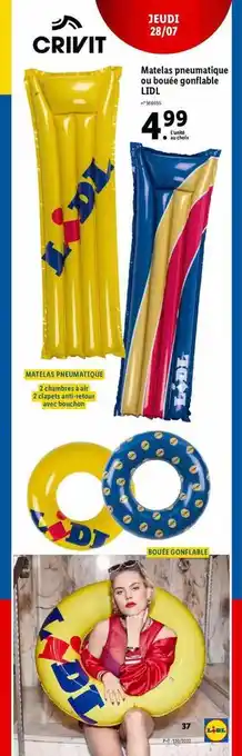 Lidl Crivit matelas pneumatique ou bouée gonflable lidl offre