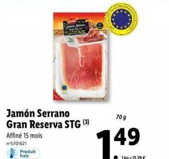 Lidl Sol mar jamón serrano gran reserva stg offre