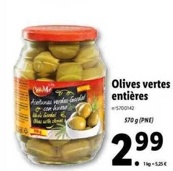 Lidl Olives vertes entières offre