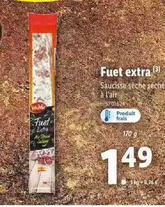 Lidl Fuet extra saucisse sèche a l'air sol mar offre