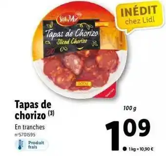 Lidl Sol mar tapas de chorizo offre