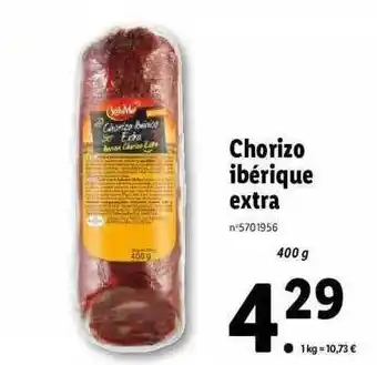 Lidl Chorizo ibérique extra sol mar offre