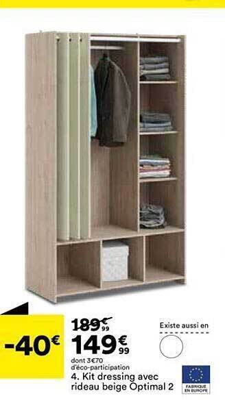 BUT Kit dressing avec rideau beige optimal 2 offre