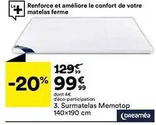 BUT Surmatelas memotop 140 x 190 cm dreaméa offre