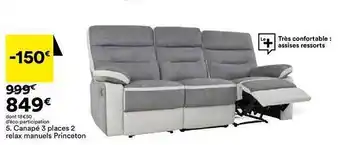 BUT Canapé 3 places 2 relax manuels princeton offre