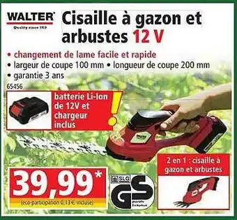 Norma Walter cisaille à gazon et arbustes 12 v offre