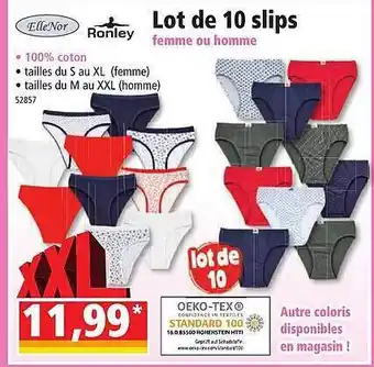 Norma Ellenor ronley lot de 10 slips femme ou homme offre