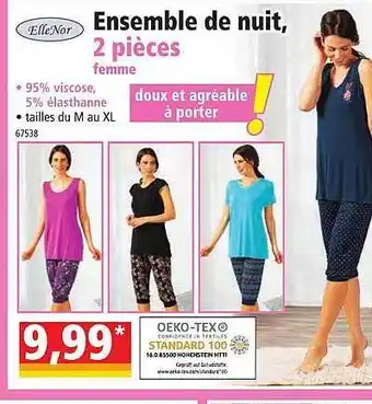 Norma Ellenor ensemble de nuit, 2 pièces femme offre