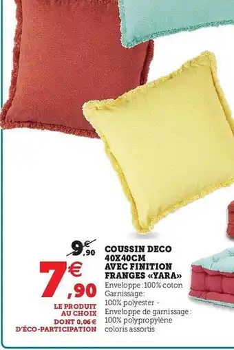 Coussin Deco 40x40cm Avec Finition Franges