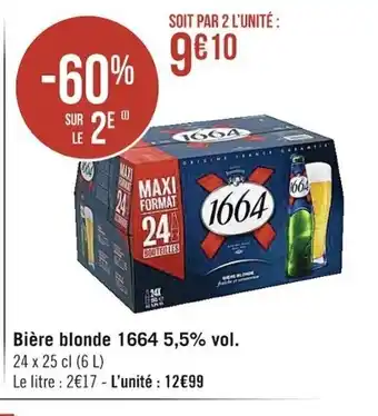 Casino Supermarchés Bière Blonde 1664 5,5%vol offre