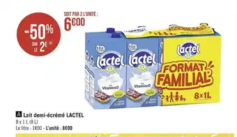 Casino Supermarchés Lait Demi-écrémé Lactel offre
