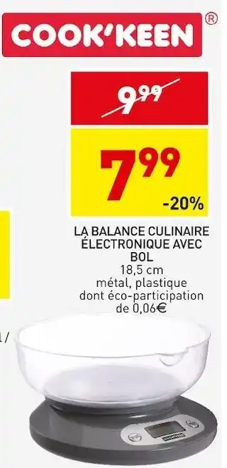 Stokomani Cook'keen la balance culinaire électronique avec bol offre