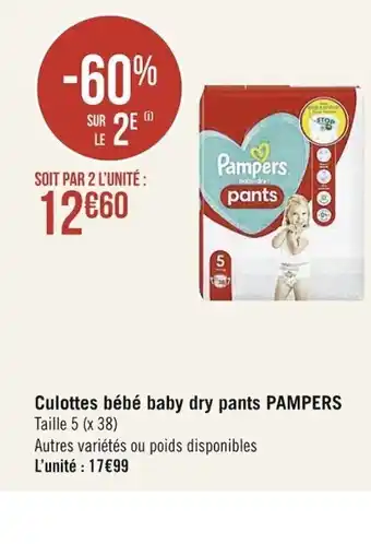 Casino Supermarchés Culottes Bébé Baby Dry Pants Pampers offre