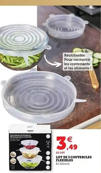 Super U Lot De 3 Couvercles Flexibles offre