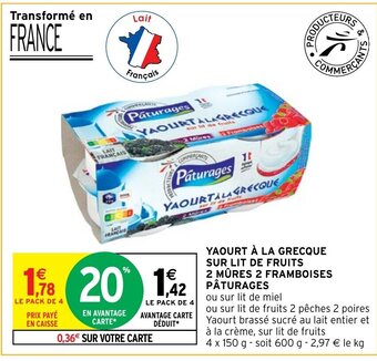 Yaourt à La Grecque Sur Lit de Fruits 2 Mûres 2 Framboises Pâturages