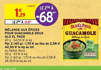 Intermarché Hyper Old El Paso Mélange Aux épices Pour Guacamole Doux offre