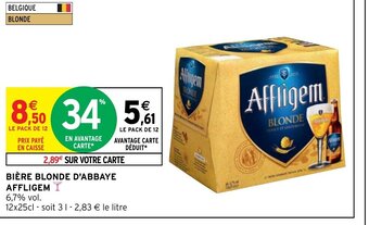 Intermarché Hyper Affligem Bière Blonde d'Abbaye offre