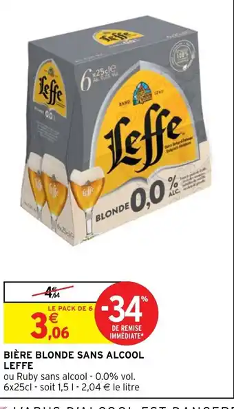 Intermarché Hyper Leffe Bière Blonde Sans Alcool offre