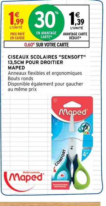 Intermarché Hyper Maped Ciseaux Scolaires Sensoft 13,5cm Pour Droitier offre