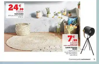 Super U Tapis Rond, Lampe Trepied Noire offre