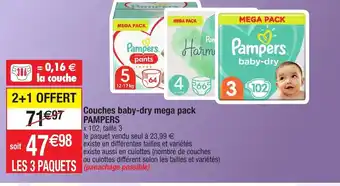 Migros Couches Baby-dry mega pack PAMPERS offre