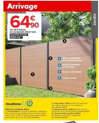 Castorama Goodhome clôture à composer neva offre