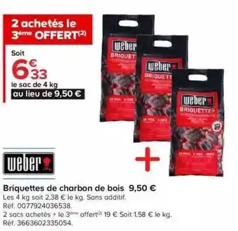 Castorama Weber briquettes de charbon de bois offre