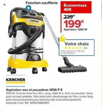Castorama Kärcher aspirateur eau et poussières wd6 p s offre