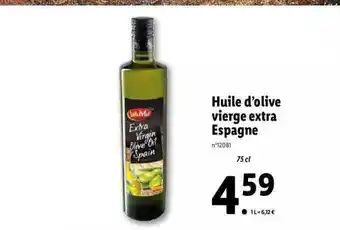 Lidl Huile d'olive vierge extra espagne sol mar offre