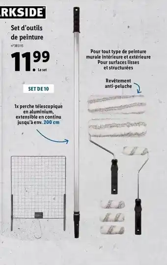 Lidl Parkside set d'outils de peinture offre