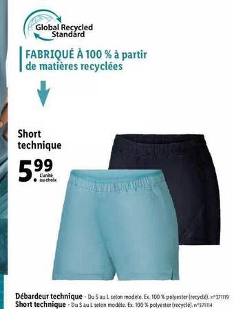 Lidl Short technique offre