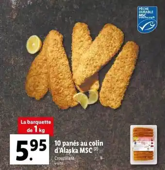 Lidl 10 panés au colin d'alaska msc offre