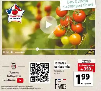 Lidl Tomates cerises mix offre