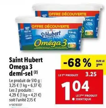 Lidl Saint hubert omega 3 demi-sel offre
