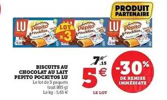 U Express Biscuits Au Chocolat Au Lait Pepito Pockitos Lu offre