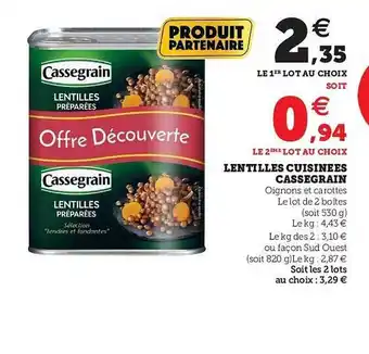 U Express Lentilles Cuisinées Cassegrain offre