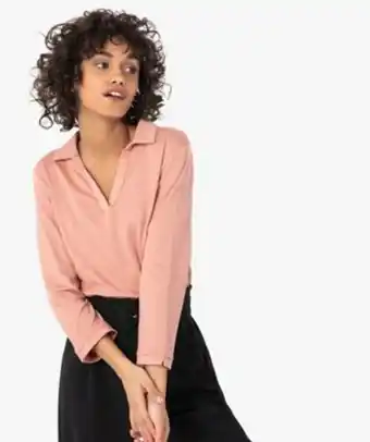 Gémo Polo femme à manches ¾ en maille fluide vue1 - gemo 4g femme - gemo offre