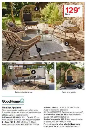 Castorama Goodhome mobilier apolima offre