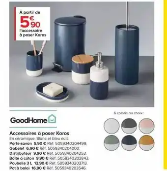 Castorama Goodhome accessoires à poser koros offre