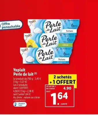 Lidl Yoplait perle de lait offre